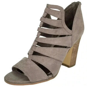 Carlos Santana Solera Grey Microsuede Womens Heeled Sandals